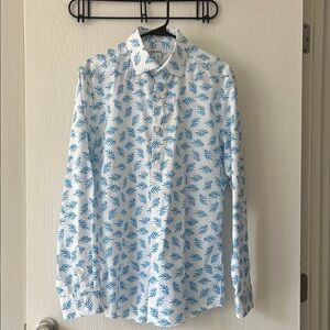 Bar III White and Blue Patterned Men's Shirt